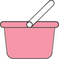 Basket Icon Or Symbol In Pink Color. vector