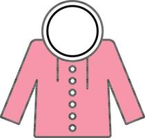 Hoodie Or Winter Jacket Icon In Pink And White Color. vector