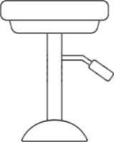 Height Adjustable Stool Icon In Black Line Art. vector