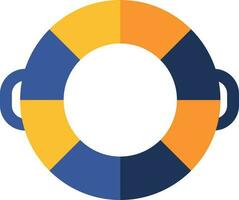 Blue and orange life saver icon in flat style. vector