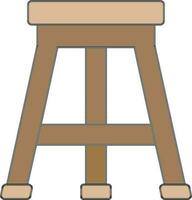 Three Legged Stool Icon In Brown Color. vector
