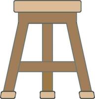 Three Legged Stool Icon In Brown Color. vector