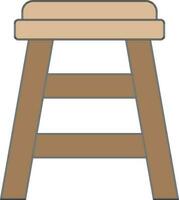 Brown Color Stool Icon In Flat Style. vector