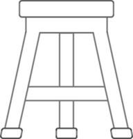 Three Legged Stool Icon In Line Art. vector