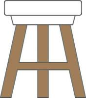 Three Legged Stool Icon In Brown Color. vector