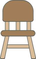 Brown Color Chair Icon In Flat Style. vector
