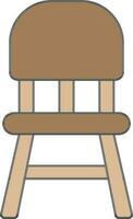 Brown Color Chair Icon In Flat Style. vector