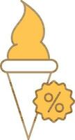 Ice Cream Discount Icon In Flat Style. vector