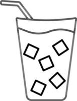 Line Art Straw in Cold Drink Glass Icon. vector