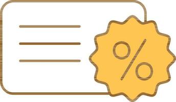 Discount Coupon Or Card Icon In White And Yellow Color. vector