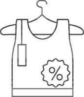 Undershirt And Percentage Label Icon In Thin Line Art. vector