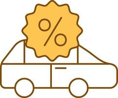 Stroke Style Illustration Of Car Discount Offer Icon. vector