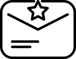 Star on envelope icon in thin line art. vector