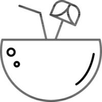 Line Art Coconut Drink Icon in Flat Style. vector