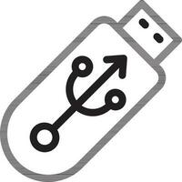 Isolated Pen drive icon in line art. vector