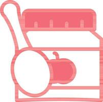 Apple Jam With Spoon Icon In Red And White Color. vector