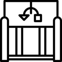 Crib Icon In Black Line Art. vector