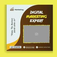 Digital marketing agency and corporate social media banner or post template. Square Flyer Template, Editable web Banner Post Template. Business marketing banner advertisement vector