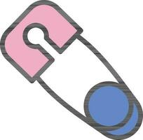 Safety Pin Icon In Blue And Pink Color. vector