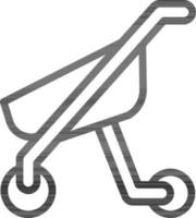 Flat Style Stroller Icon In Thin Line Art. vector