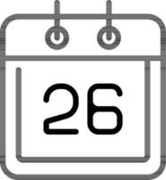 26 Date calender icon in line art. vector