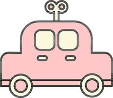 aparato de relojería juguete coche icono en rosado color. vector