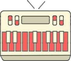 Electronic Piano Keyboard Icon In Flat Style. vector