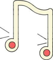 Music Note Icon or Symbol In Yellow Color. vector
