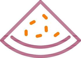 Watermelon Slice icon or symbol in maroon outline. vector