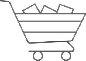 Flat Style Shopping Cart Icon In Black Outline. vector