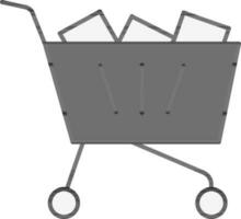 lleno compras carro icono en gris color. vector