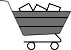 Flat Style Shopping Cart Icon In Grey Color. vector