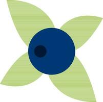 Blueberry with Green Leaves icon in flat style. vector