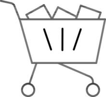 Flat Style Shopping Cart Icon In Line Art. vector