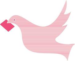 Bird Delivering Letter Icon In Pink Color. vector