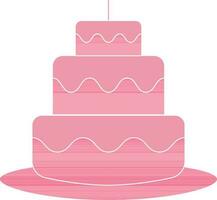 Flat Style Cake Icon In Pink Color. vector