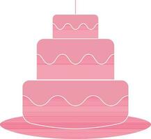 Flat Style Cake Icon In Pink Color. vector