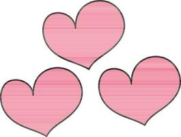 Pink Color Hearts Icon In Flat Style. vector