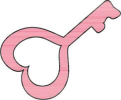 Flat Style Heart Key Icon In Pink Color. vector