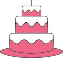 Cake Icon In Pink And White Color. vector