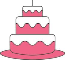 Cake Icon In Pink And White Color. vector