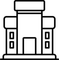 Apartment building icon in black line art. vector