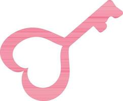 Flat Style Heart Key Icon In Pink Color. vector