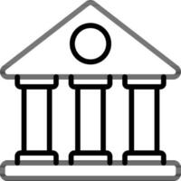 Black line art illustration of bank icon. vector