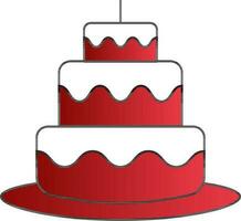 Cake Icon In Red And White Color. vector