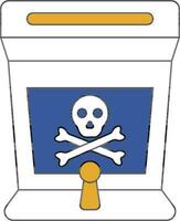 Skeleton in arcade game machine flat icon. vector