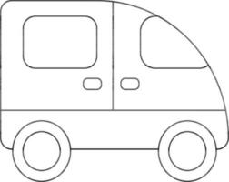 Flat Style Car or Van Icon in Black Outline. vector