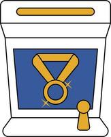 Illustration of Medal in arcade game machine screen color icon. vector