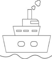 Thin Line Art Ship Icon on White Background. vector