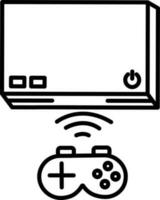 Wifi Gamepad with Monitor Screen Icon in Black Line Art. vector